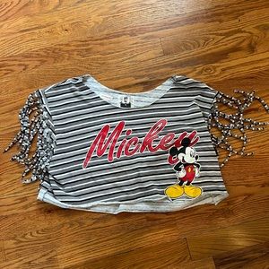 furst of a kind mickey mouse vintage striped crop top